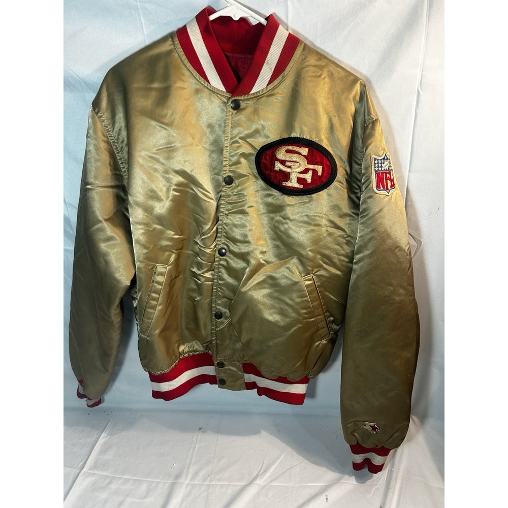 Vintage 90s Starter Satin San Francisco 49ers Gold Pro‎ Line Jacket USA Mens L